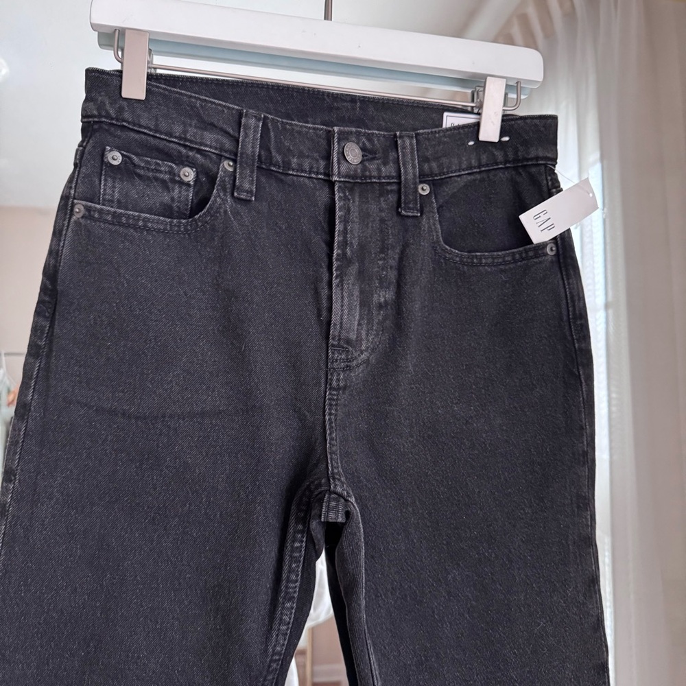 GAP Washed Black Denim 90’s Straight Cropped High Rise Jeans Size 27/4 PETITE - Picture 5 of 9